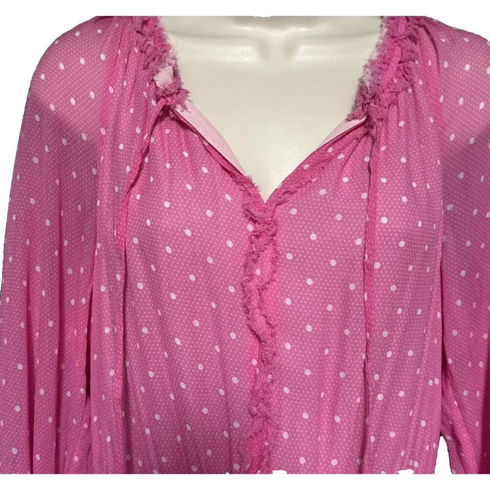 LoveShackFancy Popover Dress Hot Pink Cherry Size L Tiered Ruffle Mini Size L